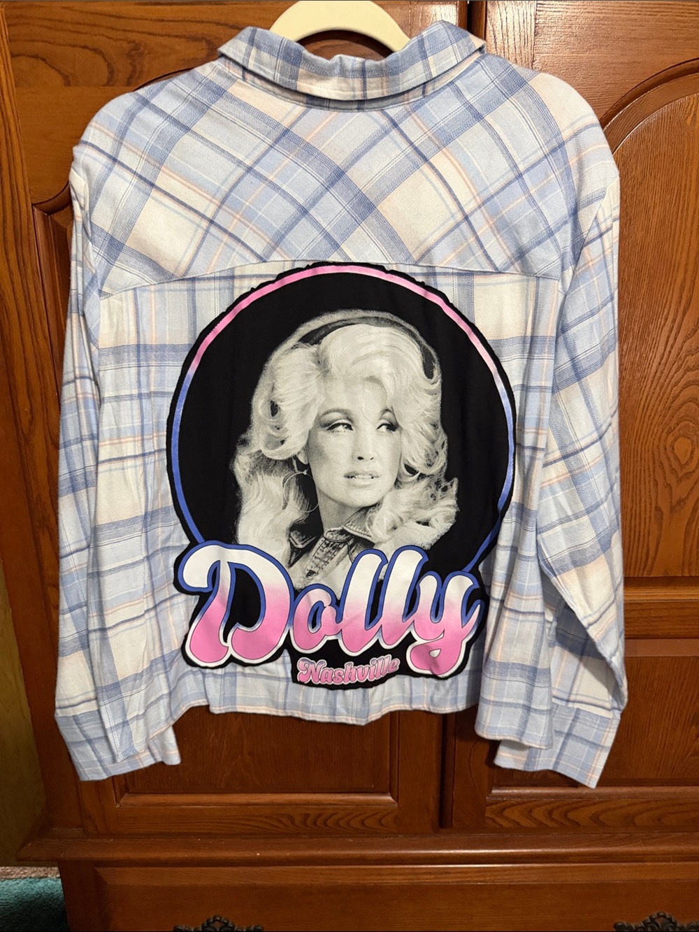 Dolly Parton Upcycled Cropped Flannel Tee Made by me